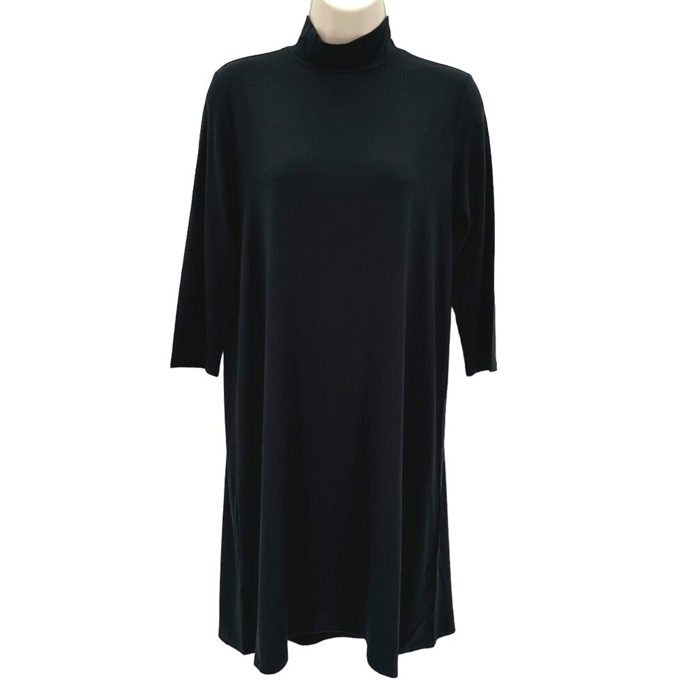NWT J.Jill Wearever Collection Black Mock Turtleneck Shift Dres M Petite